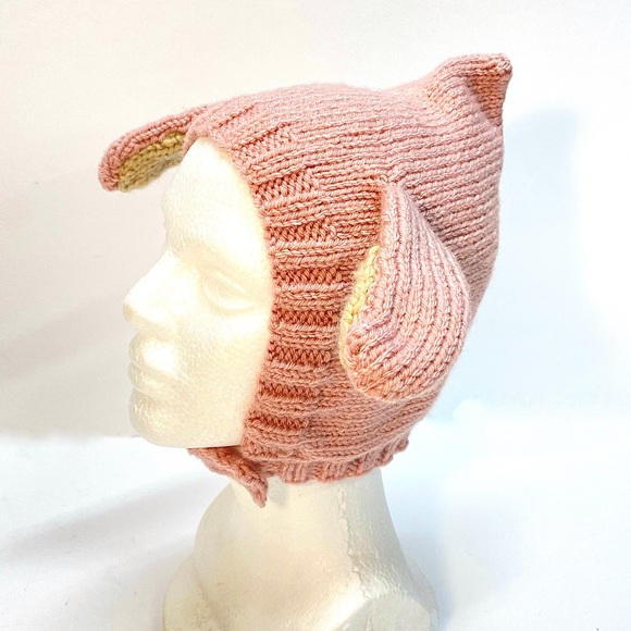 NWT Hand Knit Infant Bunny Beanie Hat with Button Closure Size 6-12 Mos. - Picture 9 of 9